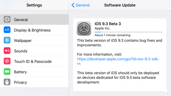 iOS9.3 beta3的介绍