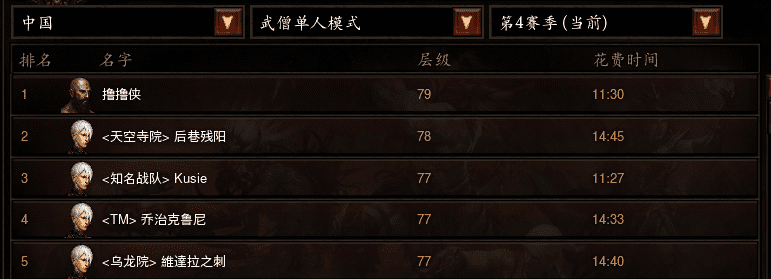 暗黑3第一武僧如何从55层直接国服第一79层?