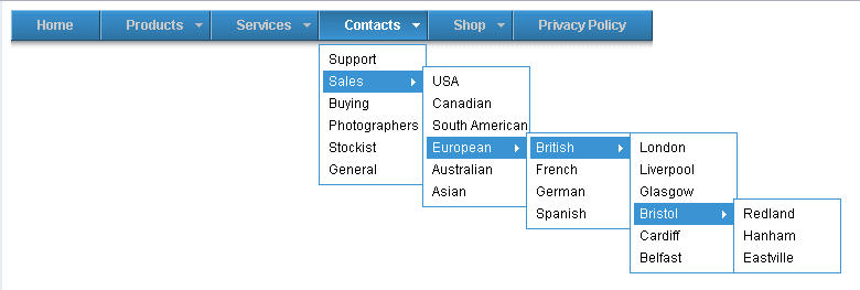 使用JS+CSS实现六级网站导航主菜单效果的步骤