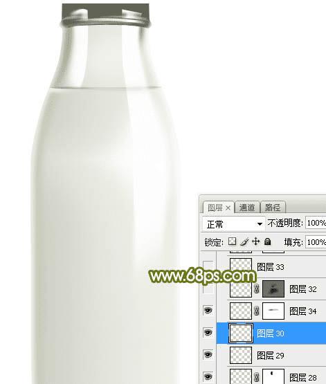 如何在ps中制作逼真精致的牛奶瓶子?