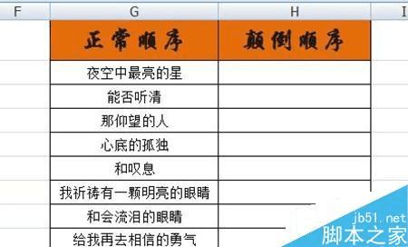 在excel表格中实现文字颠倒顺序显示的办法