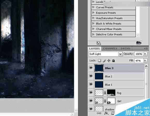 在ps中合成独自坐在地下室男子的黑暗哥特风格场景的步骤