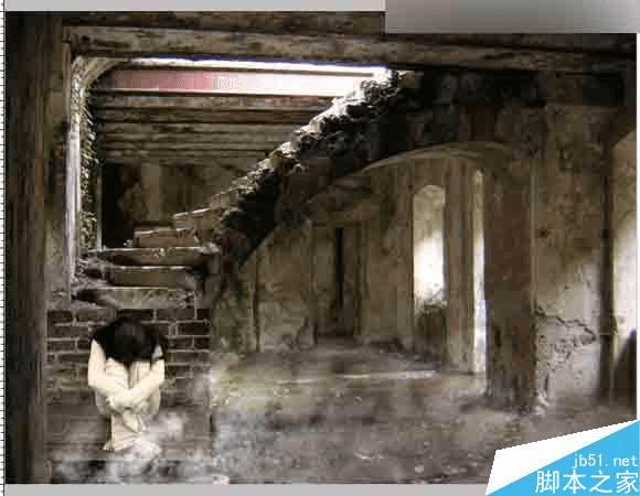 在ps中合成独自坐在地下室男子的黑暗哥特风格场景的步骤