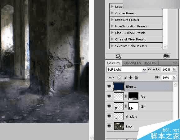 在ps中合成独自坐在地下室男子的黑暗哥特风格场景的步骤