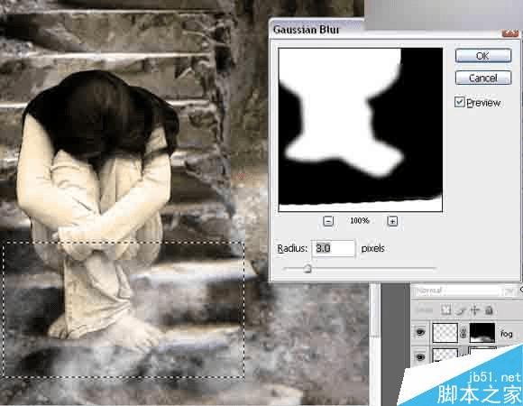 在ps中合成独自坐在地下室男子的黑暗哥特风格场景的步骤