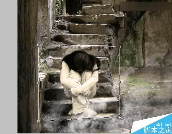 在ps中合成独自坐在地下室男子的黑暗哥特风格场景的步骤