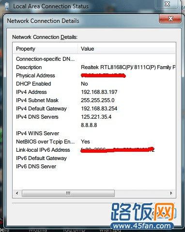Network Connectin Details