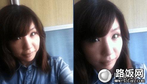 漂亮小编自然光下自拍效果