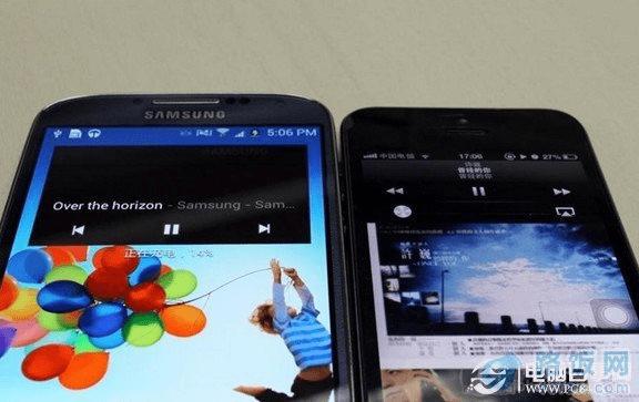 三星S4与iPhone5锁屏音乐界面对比