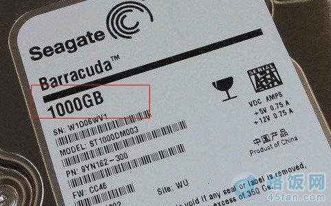 希捷1TB硬盘(标签上明显标注为1000G)