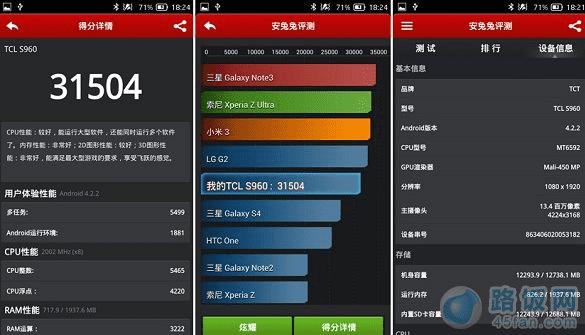 TCL idol X+东东枪2安兔兔跑分成绩