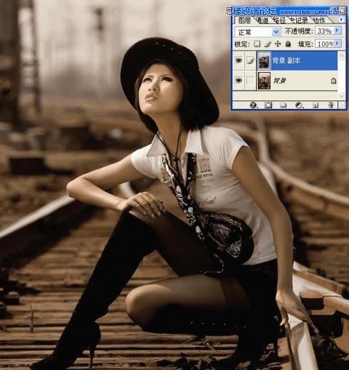 photoshop如何调出冷艳黄铜色美女照片?