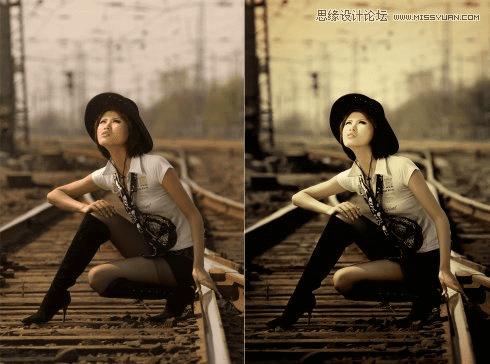 photoshop如何调出冷艳黄铜色美女照片?