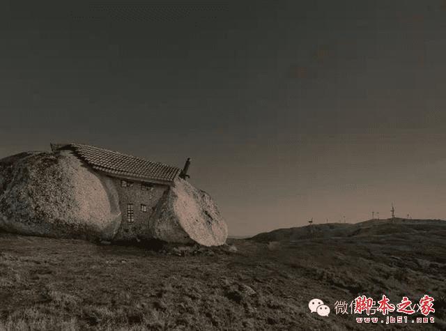 PS合成石屋前老人抽象画的操作步骤