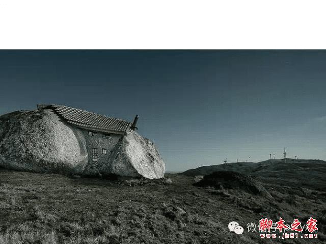 PS合成石屋前老人抽象画的操作步骤