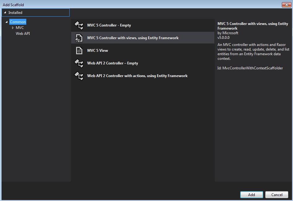 MVC5+EF6的简单示例介绍