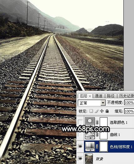 怎么样在Photoshop中为铁轨图片加上晨曦暖色?