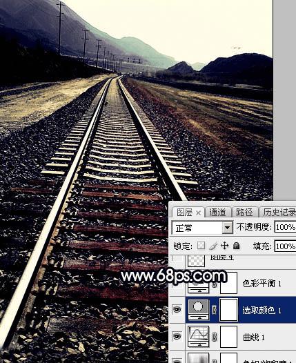 怎么样在Photoshop中为铁轨图片加上晨曦暖色?