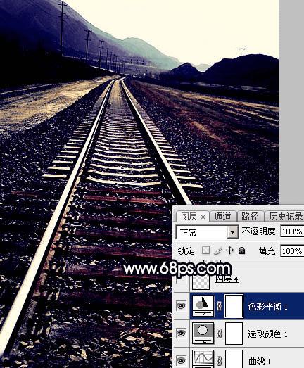 怎么样在Photoshop中为铁轨图片加上晨曦暖色?