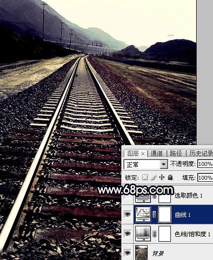 怎么样在Photoshop中为铁轨图片加上晨曦暖色?
