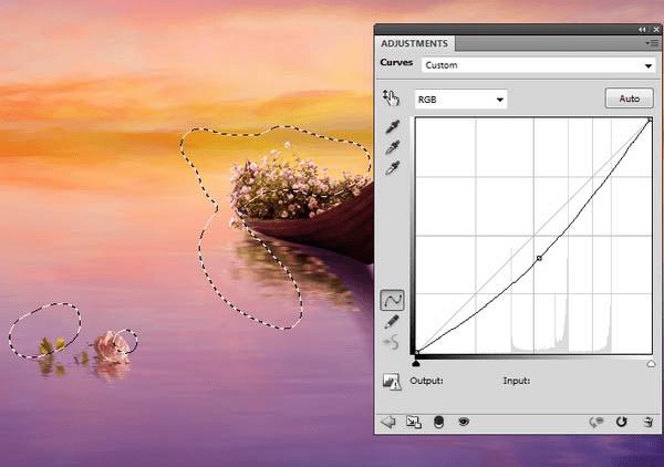 如何在PS中合成霞光中的小艇场景?