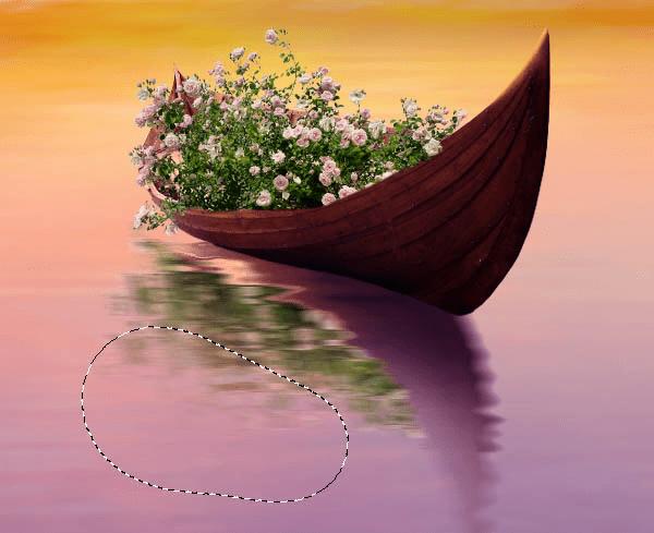 如何在PS中合成霞光中的小艇场景?