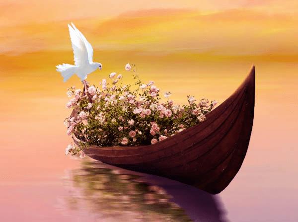 如何在PS中合成霞光中的小艇场景?