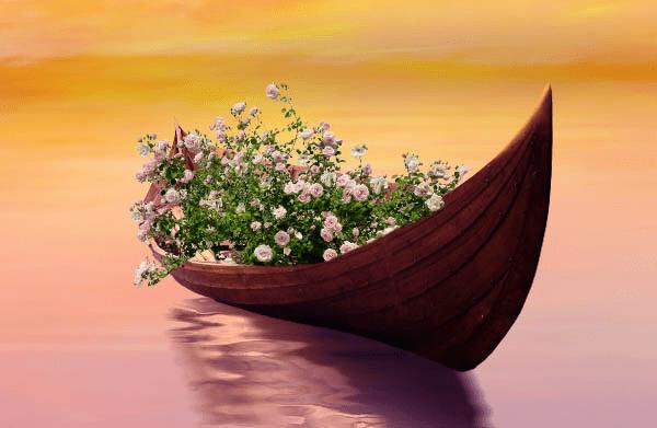 如何在PS中合成霞光中的小艇场景?