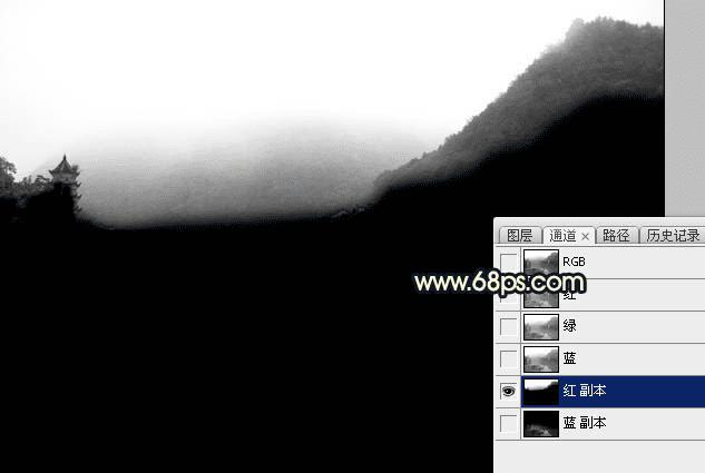 如何使用Photoshop调出唯美的霞光水边古镇效果?