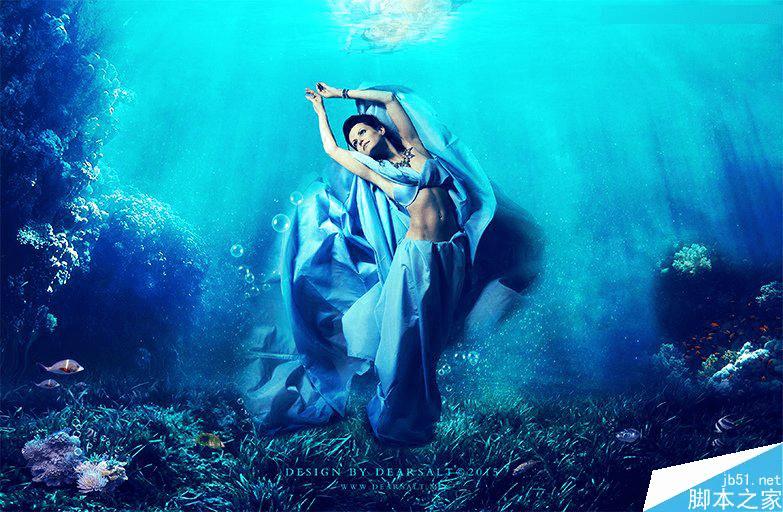 在ps中合成在水下偏偏起舞的人像的步骤
