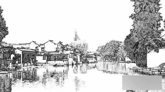 如何在PS中把照片制作成漂亮的水墨山水风景画效果?