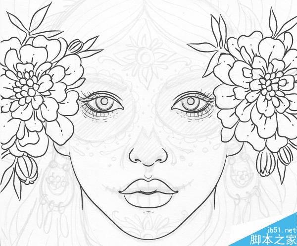 怎么样在AI中绘制漂亮得印第安女人头像插画?