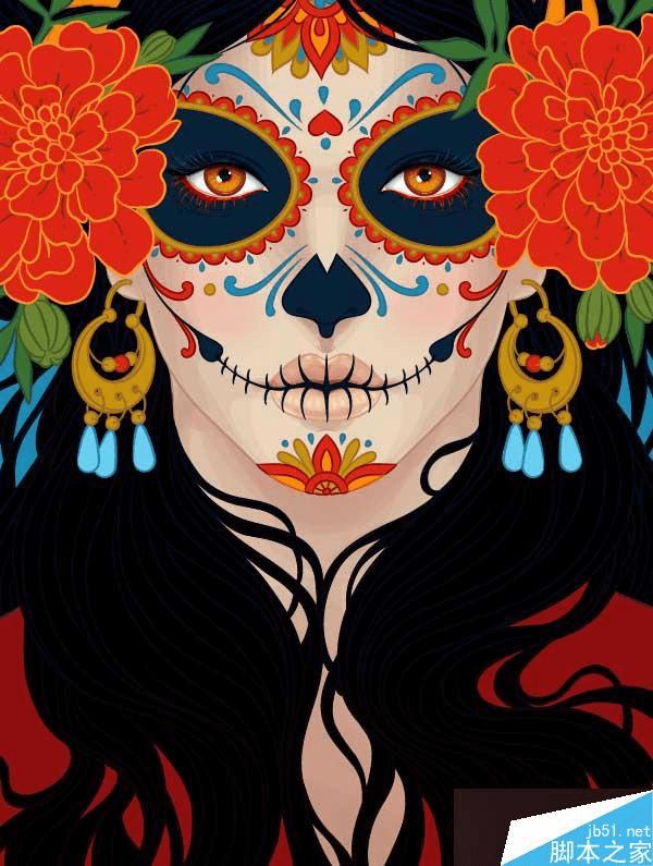 怎么样在AI中绘制漂亮得印第安女人头像插画?