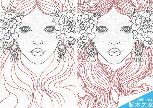 怎么样在AI中绘制漂亮得印第安女人头像插画?