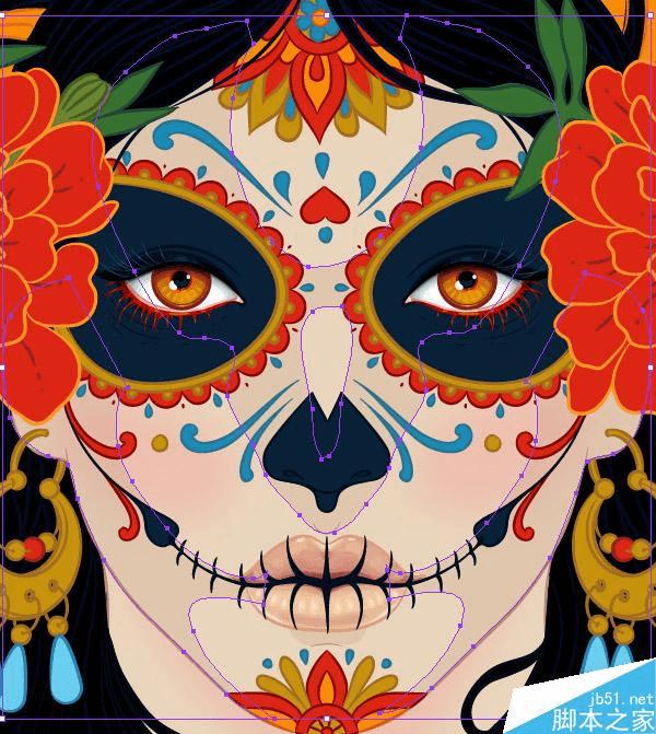 怎么样在AI中绘制漂亮得印第安女人头像插画?