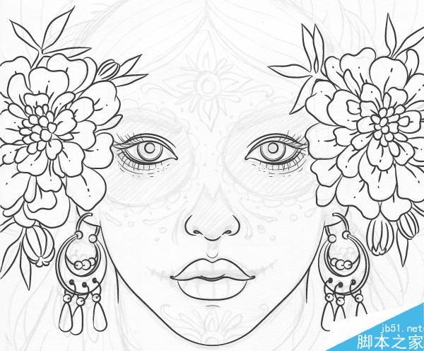 怎么样在AI中绘制漂亮得印第安女人头像插画?