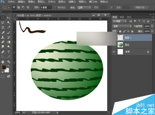 如何在ps中鼠绘一个逼真大西瓜?