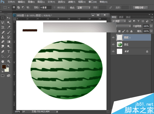 如何在ps中鼠绘一个逼真大西瓜?