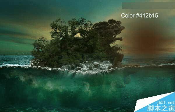 怎么样在ps中合成海洋巨龟驮着岛在水上漂浮的效果图?