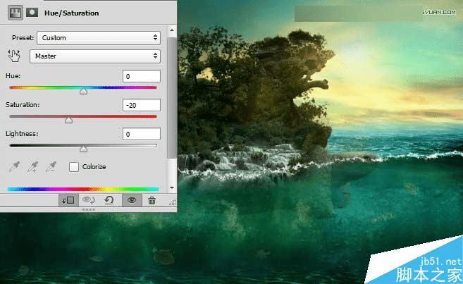 怎么样在ps中合成海洋巨龟驮着岛在水上漂浮的效果图?