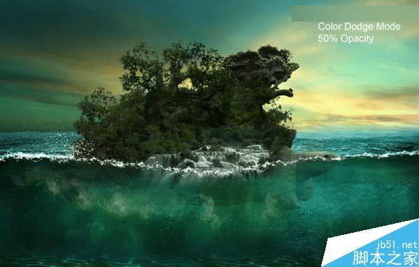 怎么样在ps中合成海洋巨龟驮着岛在水上漂浮的效果图?