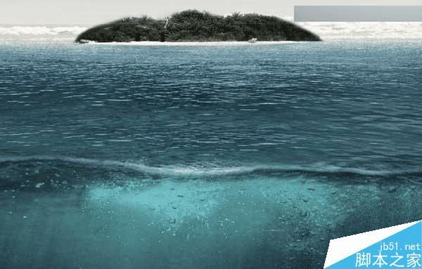 怎么样在ps中合成海洋巨龟驮着岛在水上漂浮的效果图?