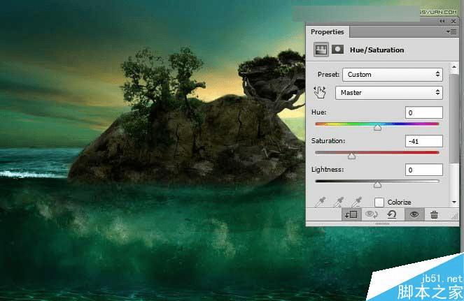 怎么样在ps中合成海洋巨龟驮着岛在水上漂浮的效果图?