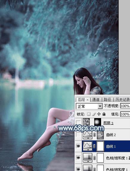 在ps中调制出魔幻的青蓝色水景人物图片的技巧