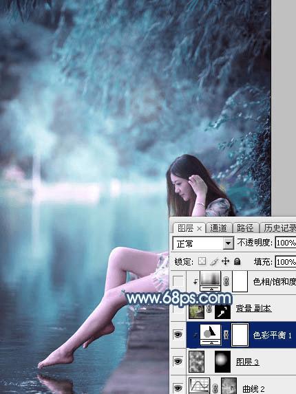 在ps中调制出魔幻的青蓝色水景人物图片的技巧