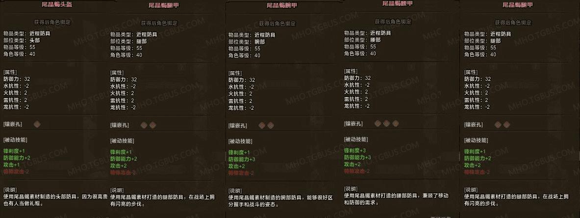 怪物猎人OL王立尾晶蝎套装属性的详细介绍