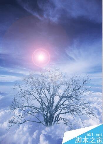 如何在PS中合成在白云中的大树?