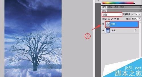 如何在PS中合成在白云中的大树?