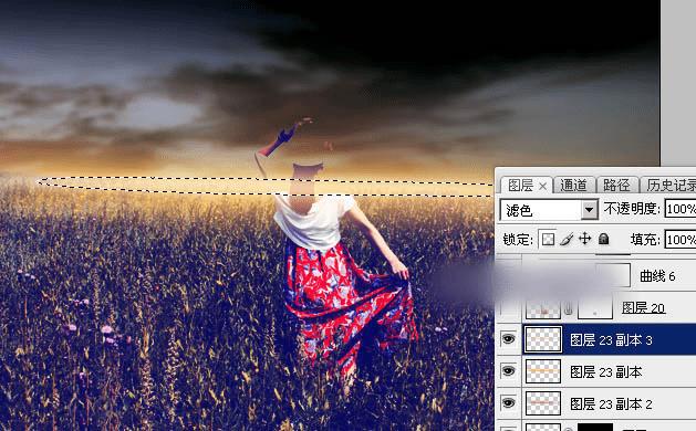 如何在ps中调出偏暖的蓝褐色草原人物图片?