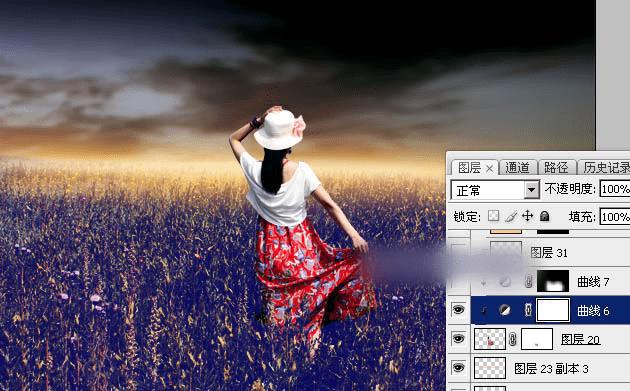 如何在ps中调出偏暖的蓝褐色草原人物图片?
